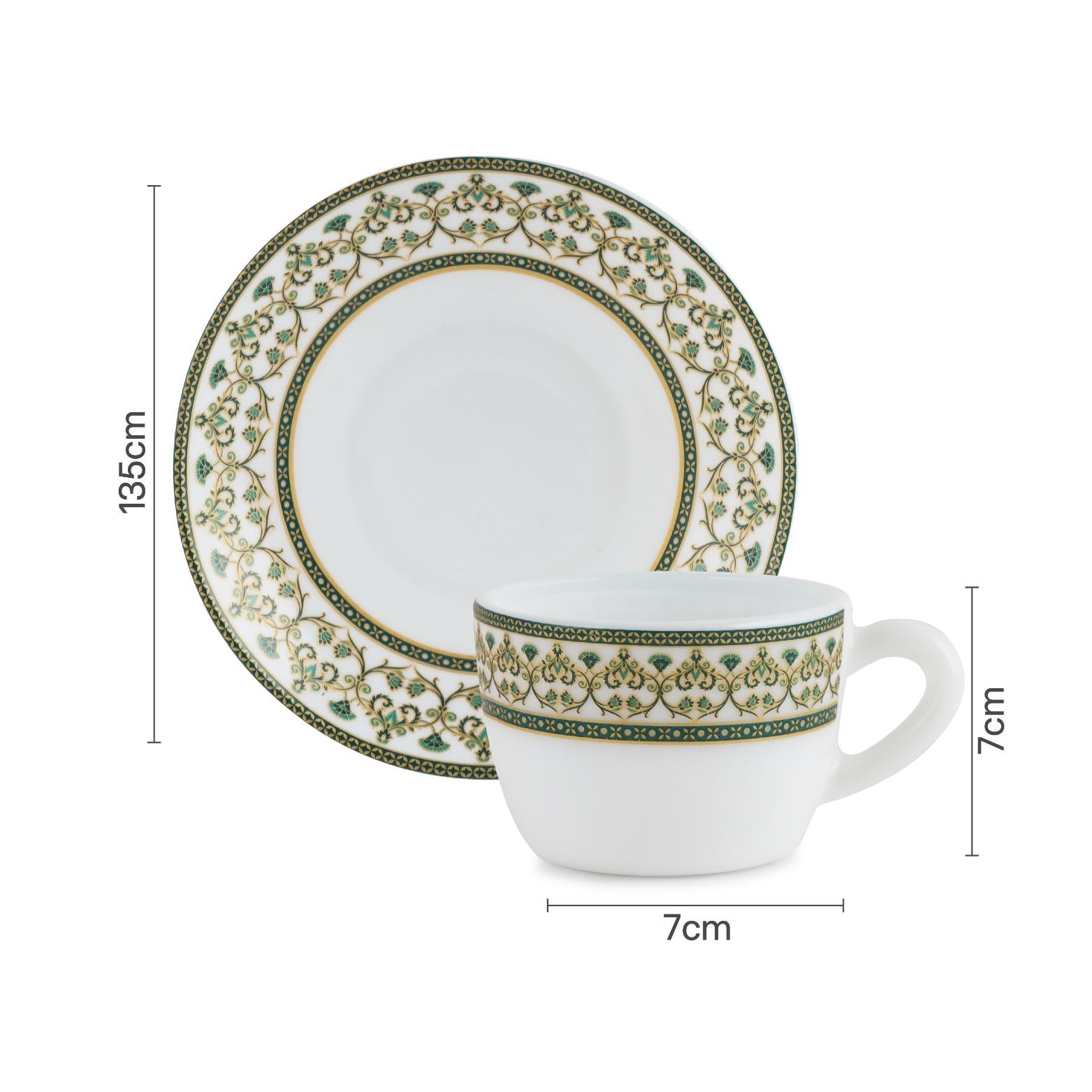 Solitaire Cup & Saucer- Verde 6 Pcs