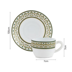 Solitaire Cup & Saucer- Verde 6 Pcs