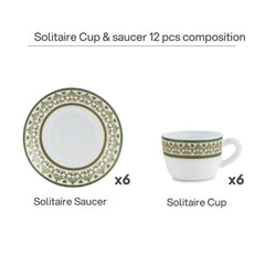 Solitaire Cup & Saucer- Verde 6 Pcs