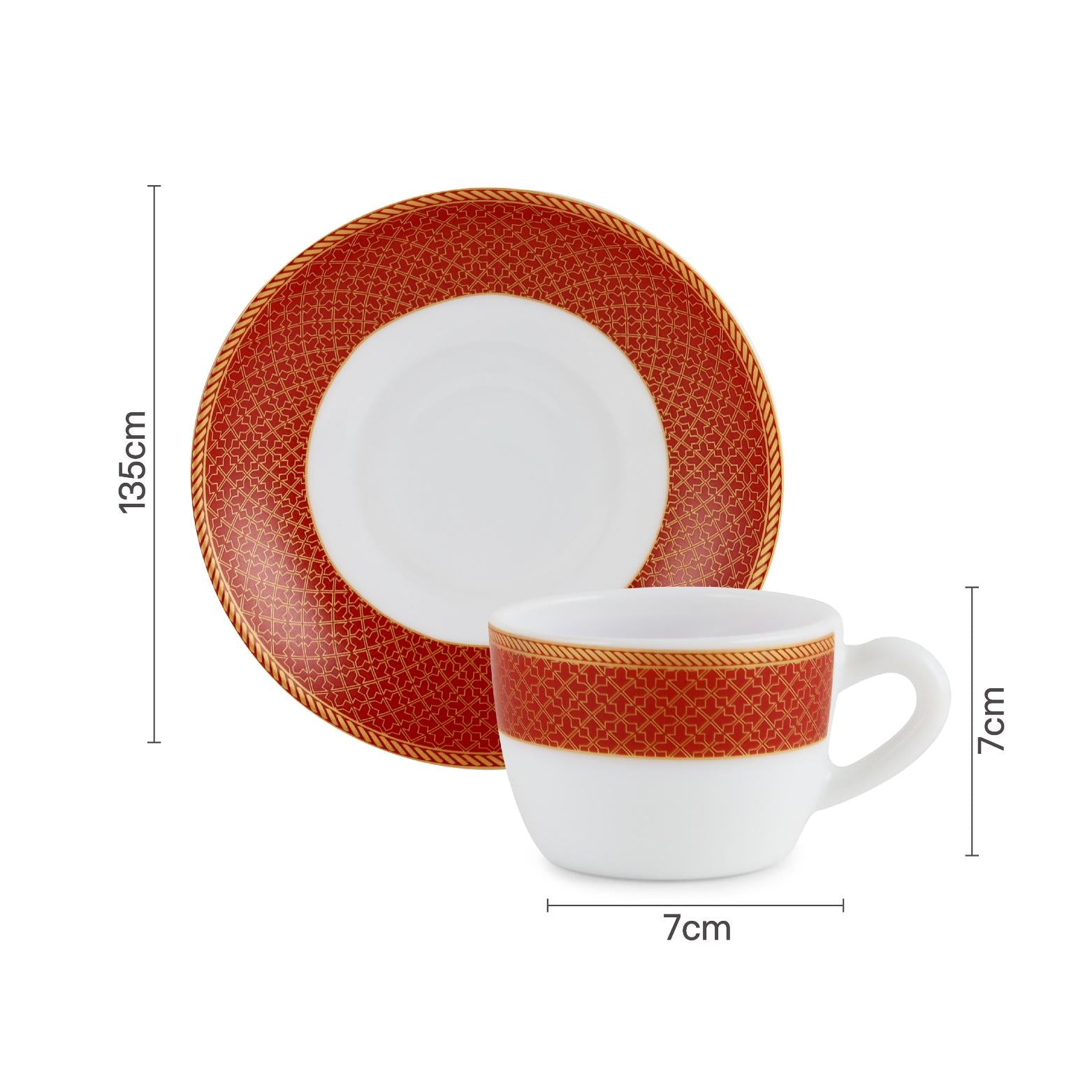 Solitaire Cup & Saucer- Ruby 6 Pcs