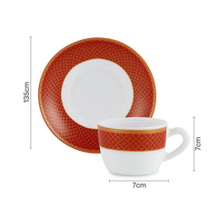 Solitaire Cup & Saucer- Ruby 6 Pcs