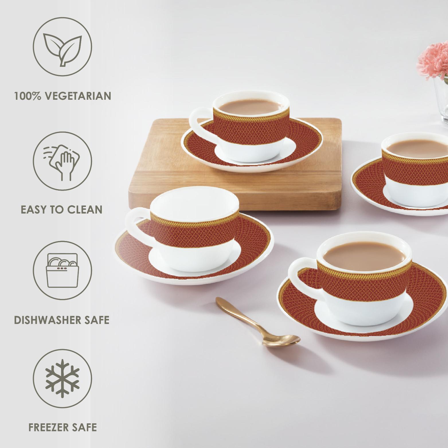 Solitaire Cup & Saucer- Ruby 6 Pcs