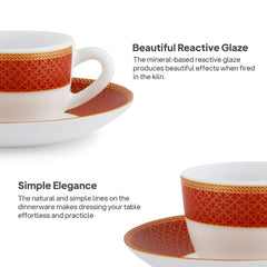 Solitaire Cup & Saucer- Ruby 6 Pcs
