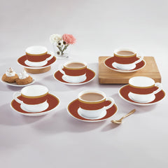 Solitaire Cup & Saucer- Ruby 6 Pcs