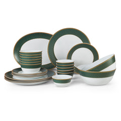 Solitaire Opalware Dinner Set,  Emerald 27 Pcs