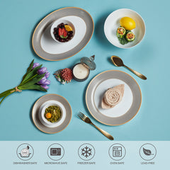 Solitaire Opalware Dinner Set, Moon Stone 27 Pcs