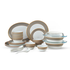 Solitaire Opalware Dinner Set, Moon Stone 35 Pcs
