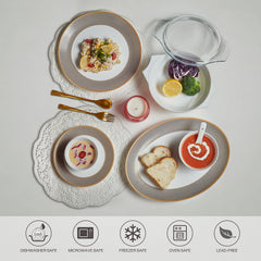 Solitaire Opalware Dinner Set, Moon Stone 35 Pcs