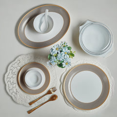 Solitaire Opalware Dinner Set, Moon Stone 35 Pcs