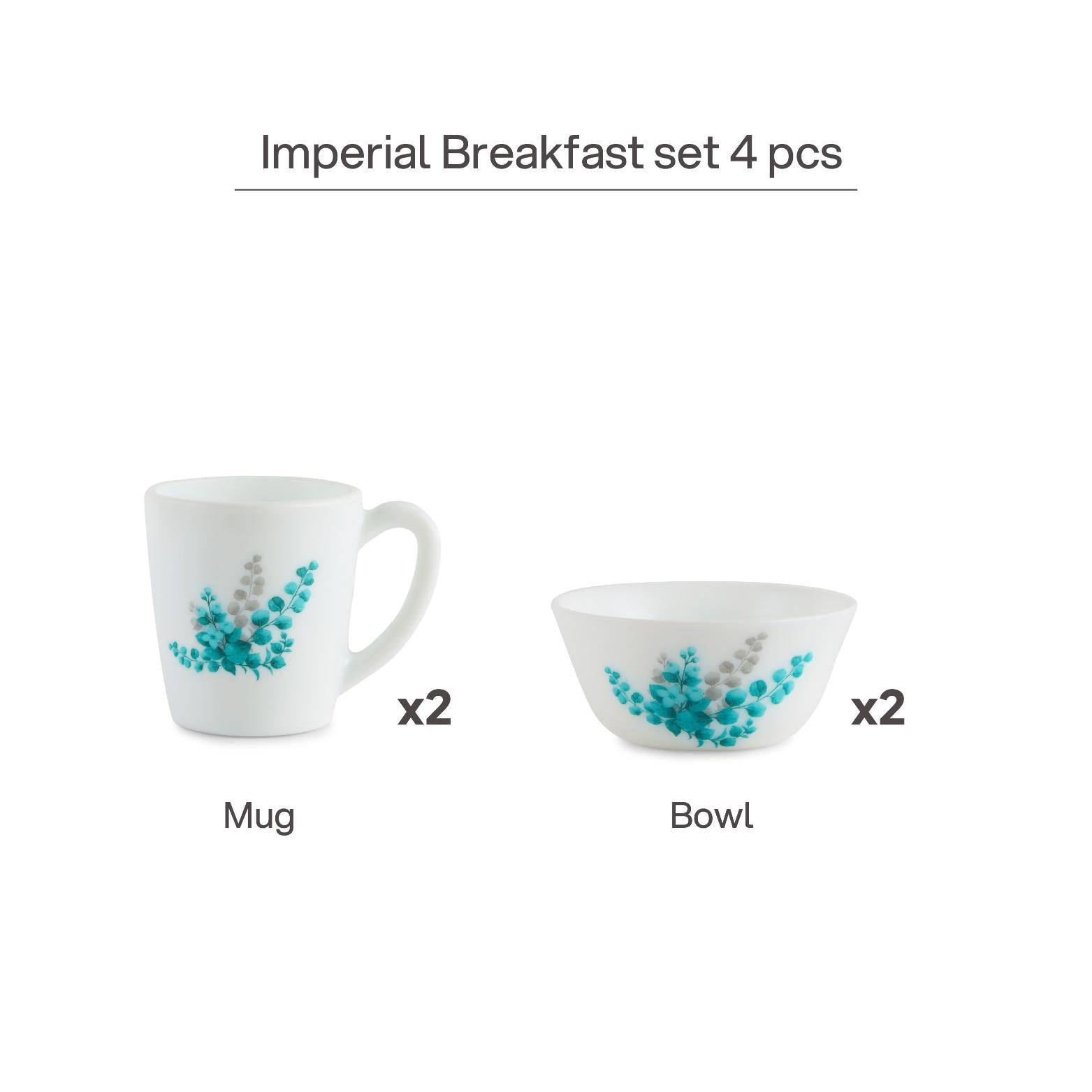 Imperial Series Breakfast Bowl & Mug  Set 4 Pcs