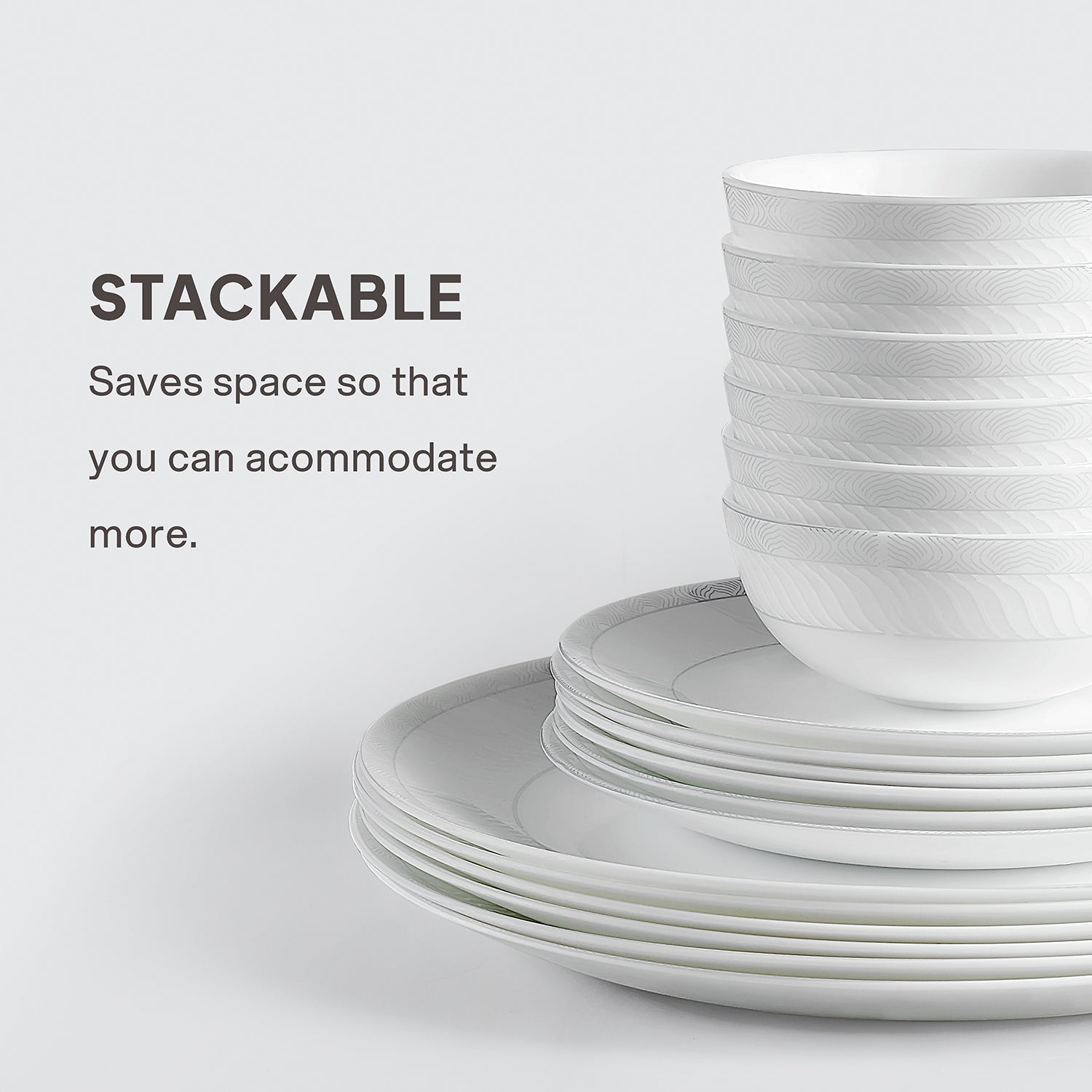 Feather Plus Opalware Dinner Set, Grace 27 Pcs