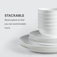 Feather Plus Opalware Dinner Set, Grace 27 Pcs