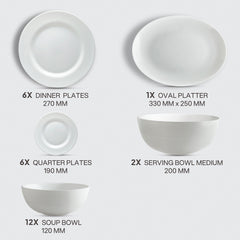 Feather Plus Opalware Dinner Set, Elegance 27 Pcs