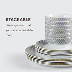 Amaze Plus Opalware Dinner Set, Pyramids 27 Pcs