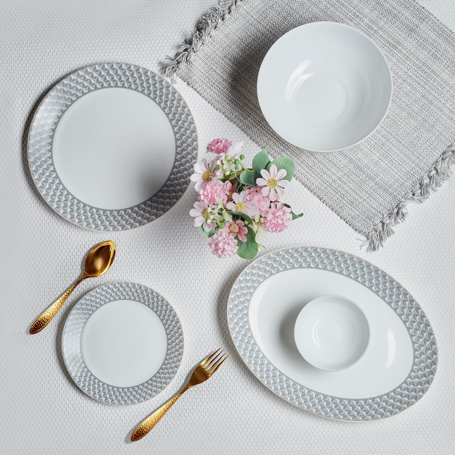 Amaze Plus Opalware Dinner Set, Pyramids 27 Pcs