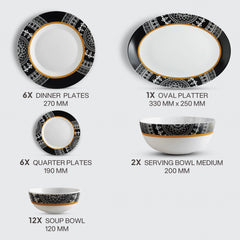 Amaze Plus Opalware Dinner Set, Amaze 27 Pcs