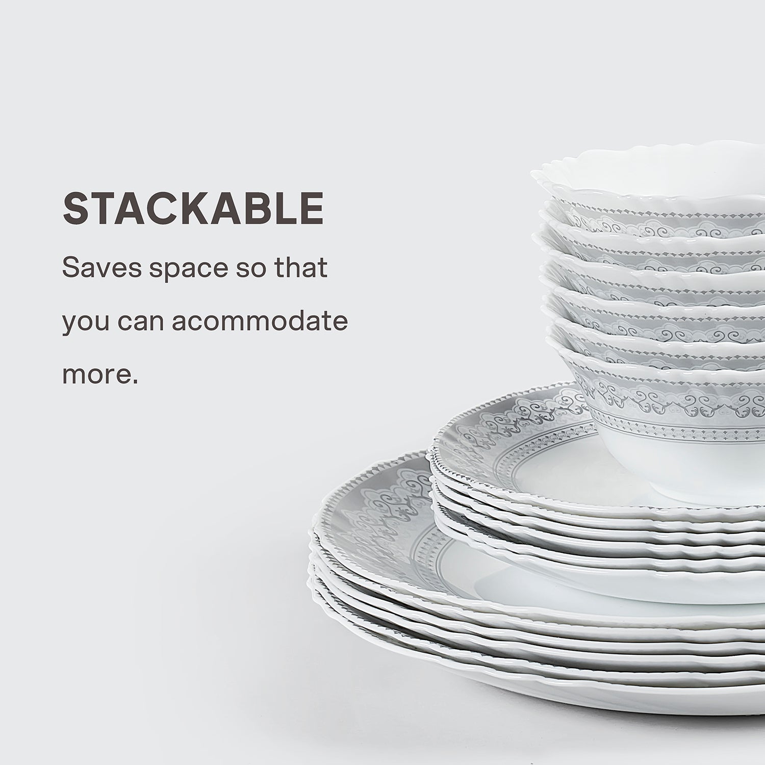 Imperial Plus Opalware Dinner Set, Oxford 27 Pcs