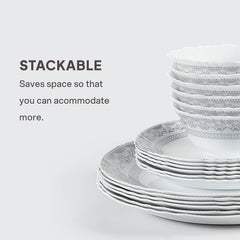 Imperial Plus Opalware Dinner Set, Oxford 27 Pcs