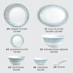 Imperial Plus Opalware Dinner Set, Celeste 33 Pcs