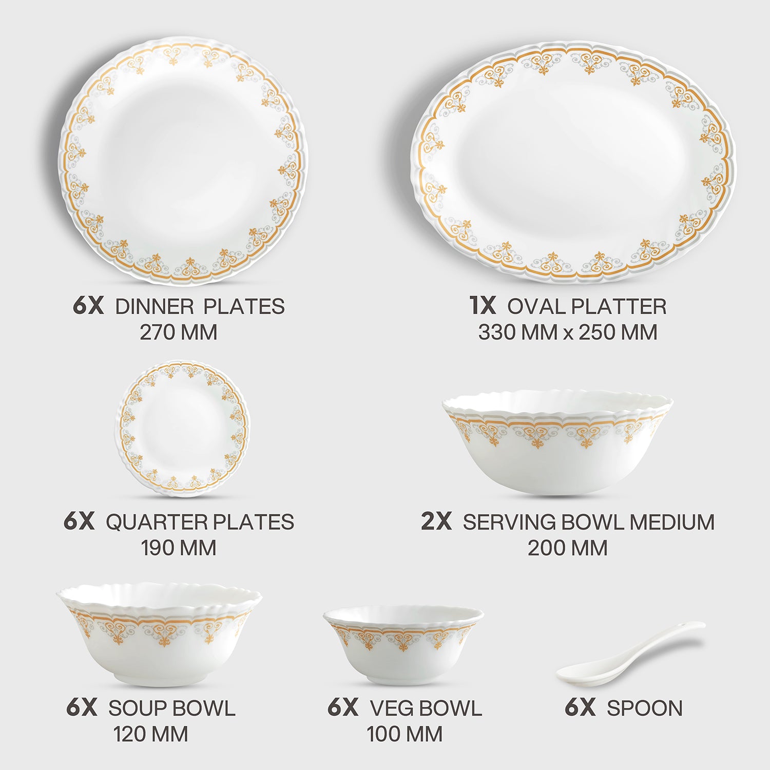 Imperial Plus Opalware Dinner Set, Victor 33 Pcs