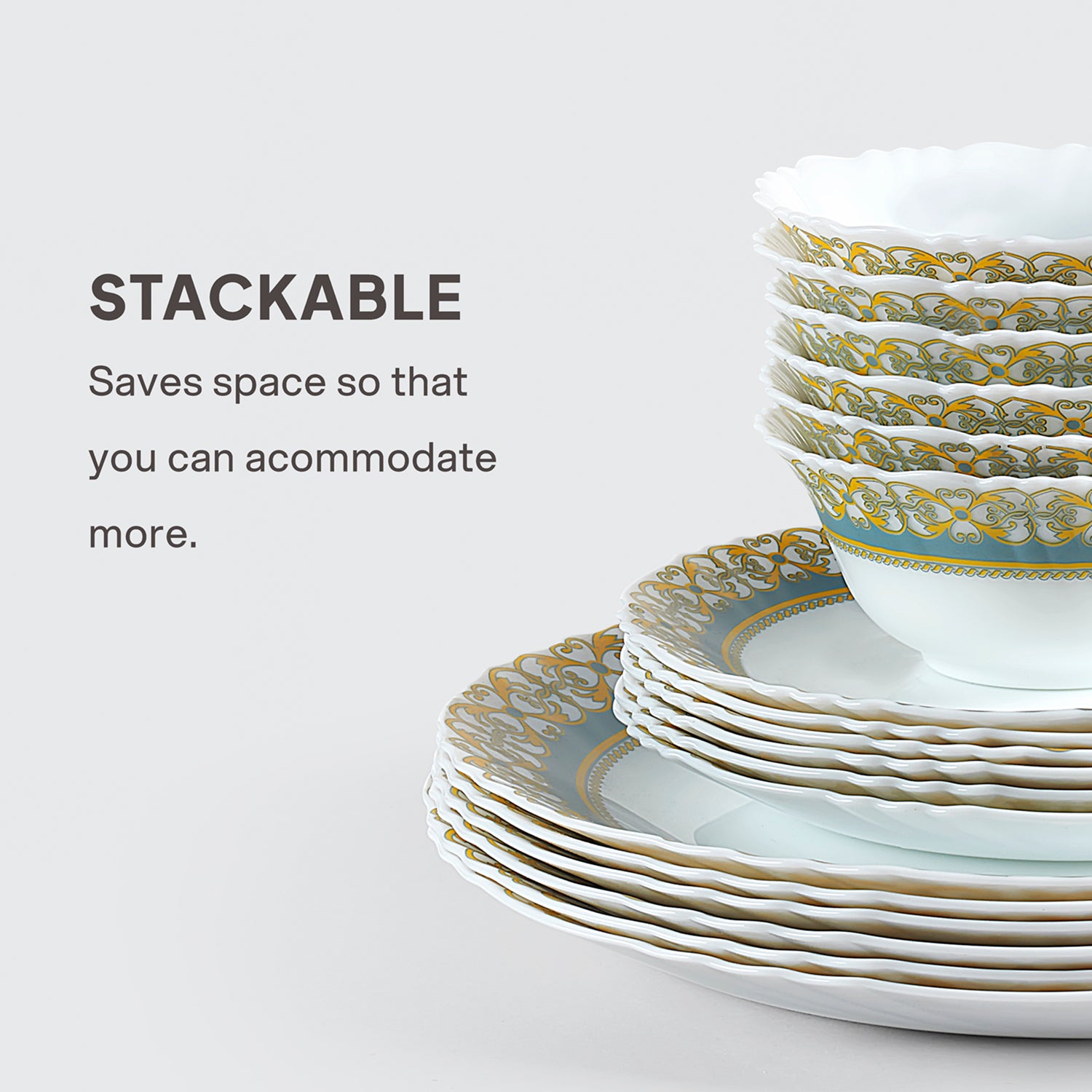 Imperial Plus Opalware Dinner Set, Morris 27 Pcs