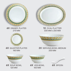 Imperial Plus Opalware Dinner Set, Morris 33 Pcs