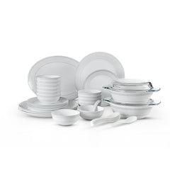 Feather Plus Opalware Dinner Set, Grace 35 Pcs