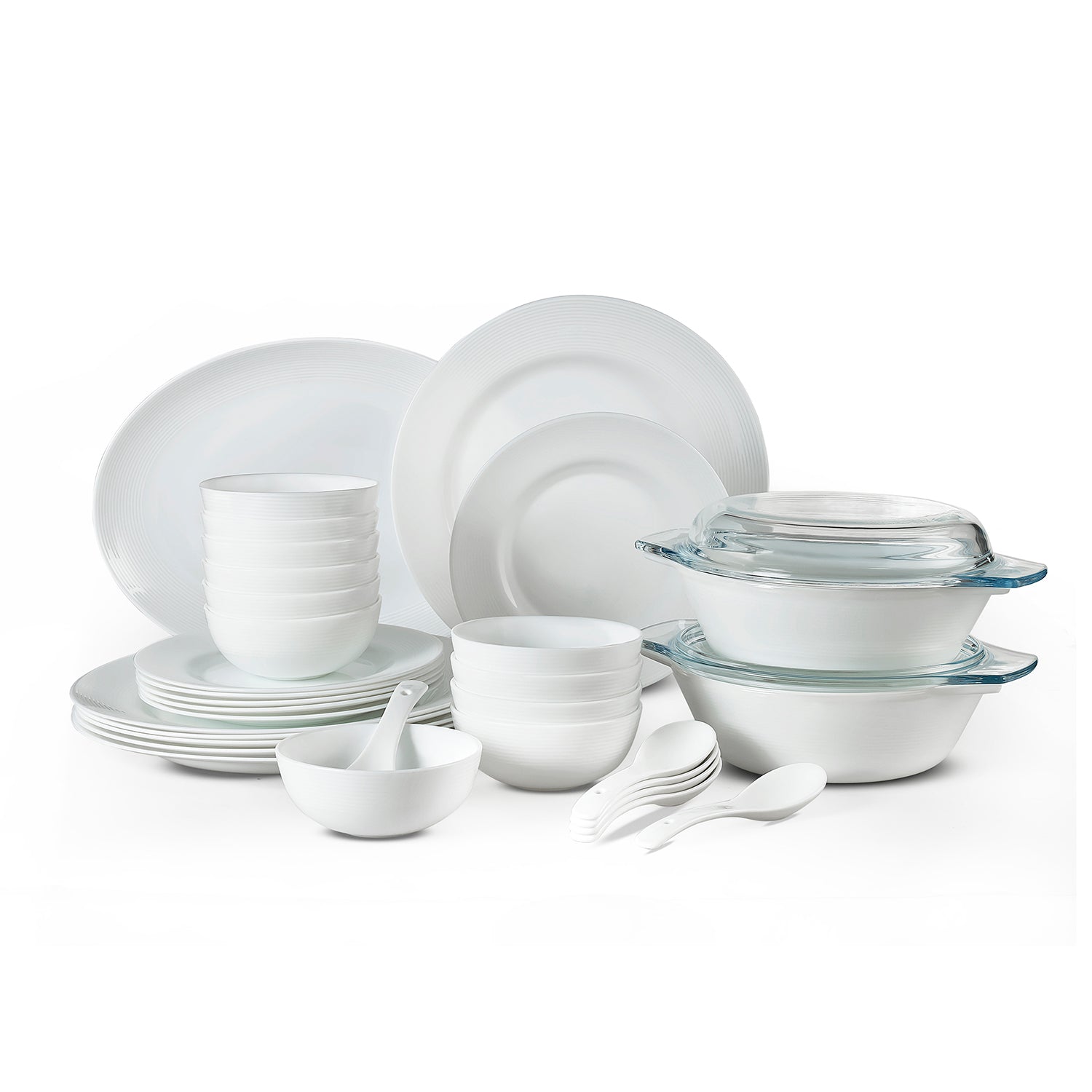 Feather Plus Opalware Dinner Set, Elegance 35 Pcs