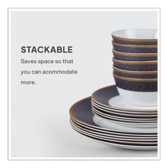 Solitaire Opalware Dinner Set, Sapphire 35 Pcs