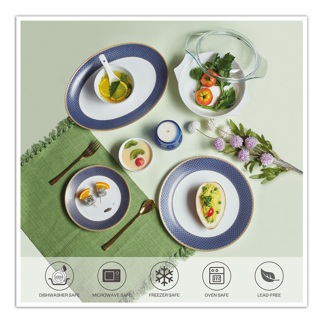 Solitaire Opalware Dinner Set, Sapphire 35 Pcs
