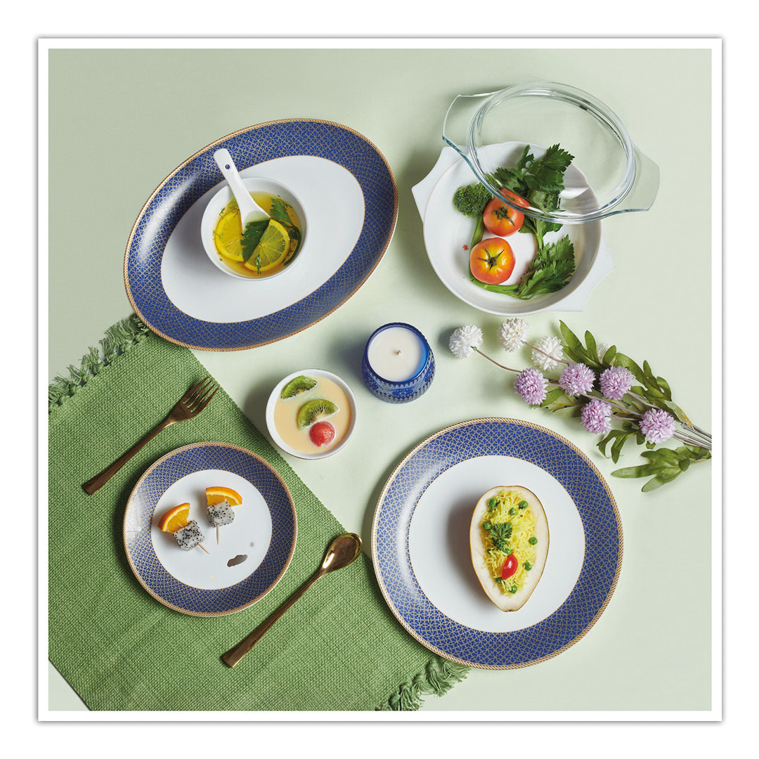 Solitaire Opalware Dinner Set, Sapphire 35 Pcs
