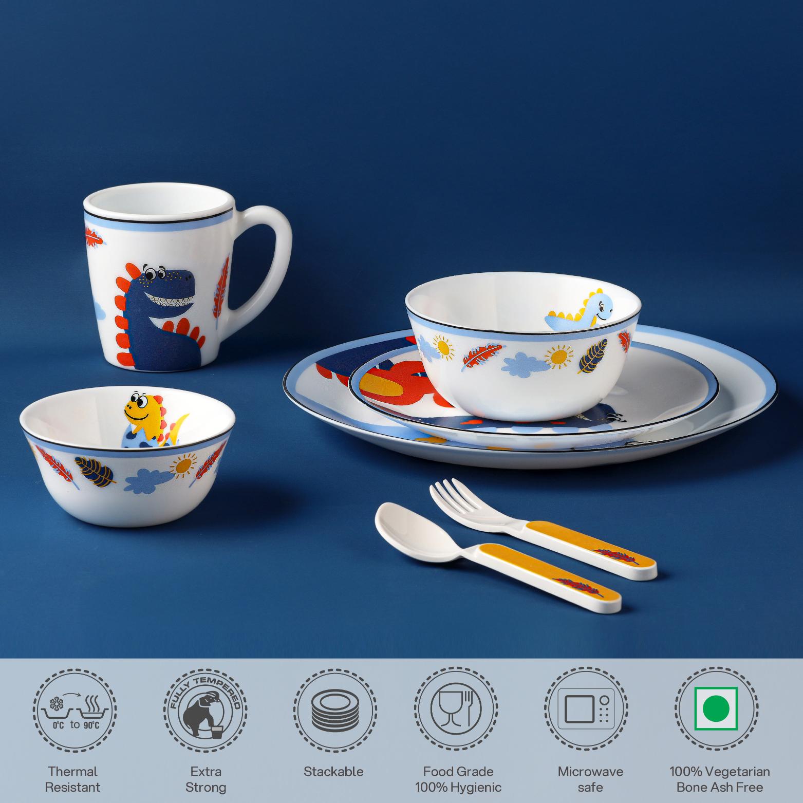 Kids Opal Dinner Set, 7 Pieces Fossil Friends / 7Pcs