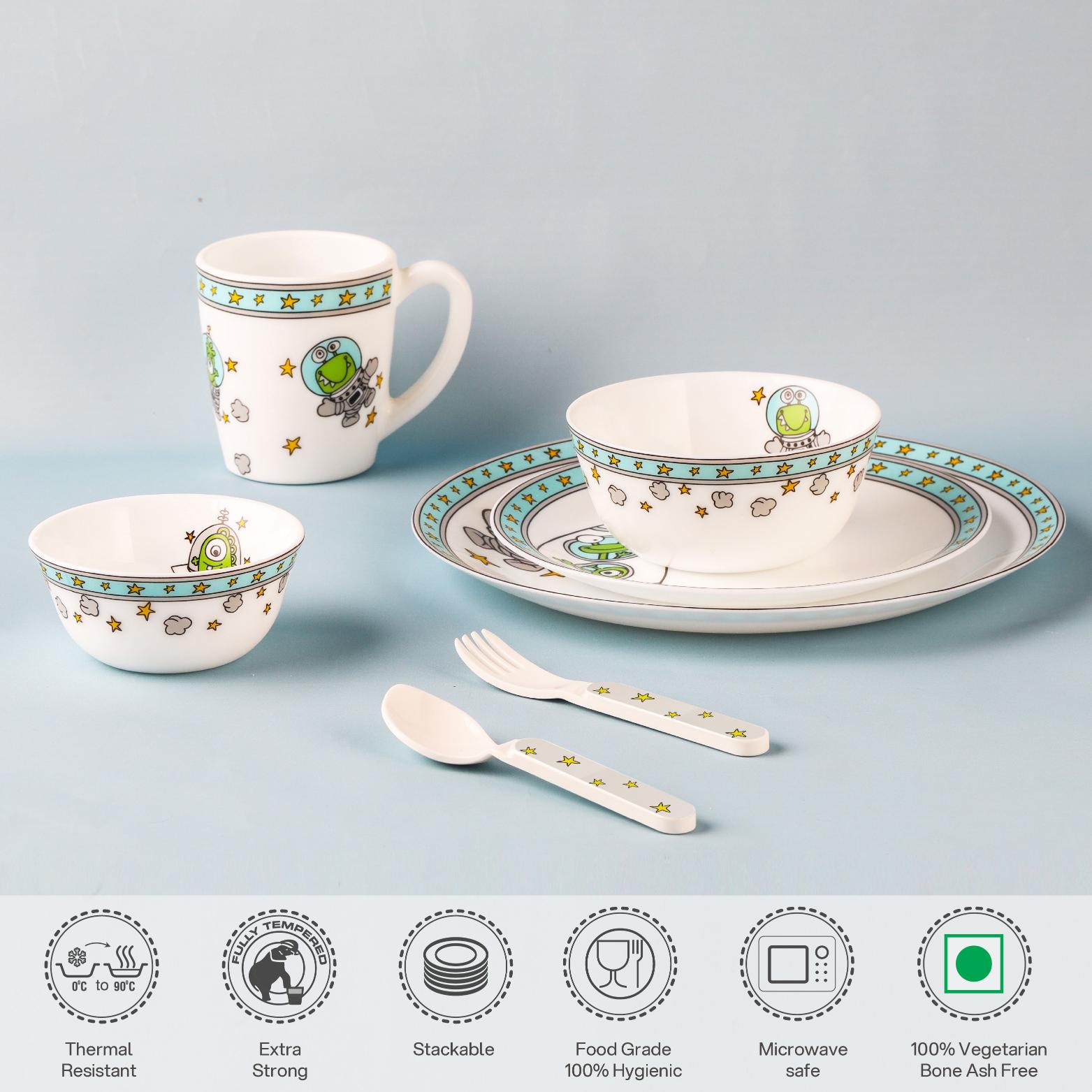 Kids Opal Dinner Set, 7 Pieces Alien Sprites / 7Pcs