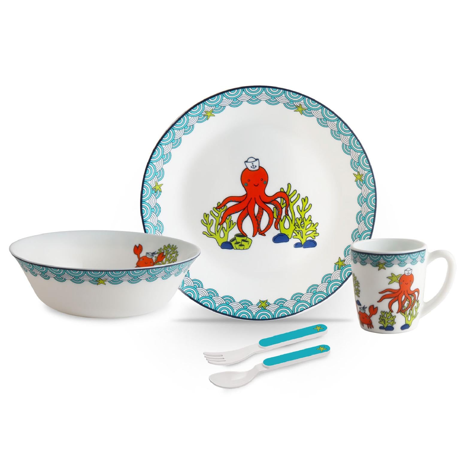 Kids Opal Dinner Set, 7 Pieces Ocean Buddies / 7Pcs