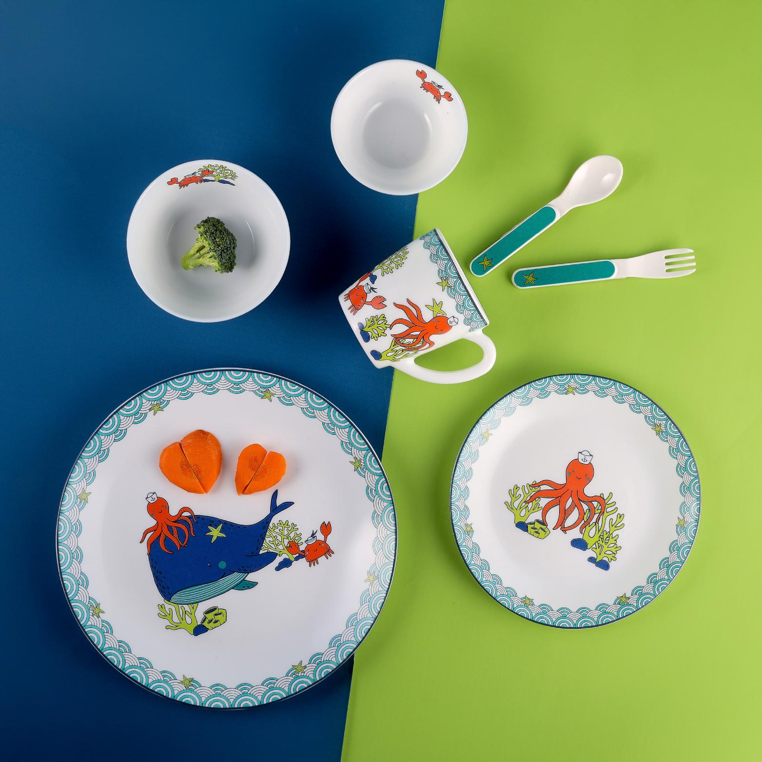 Kids Opal Dinner Set, 7 Pieces Ocean Buddies / 7Pcs