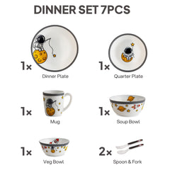 Kids Opal Dinner Set, 7 Pieces Moon Mates / 7Pcs