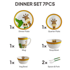 Kids Opal Dinner Set, 7 Pieces Sassy Rangers / 7Pcs