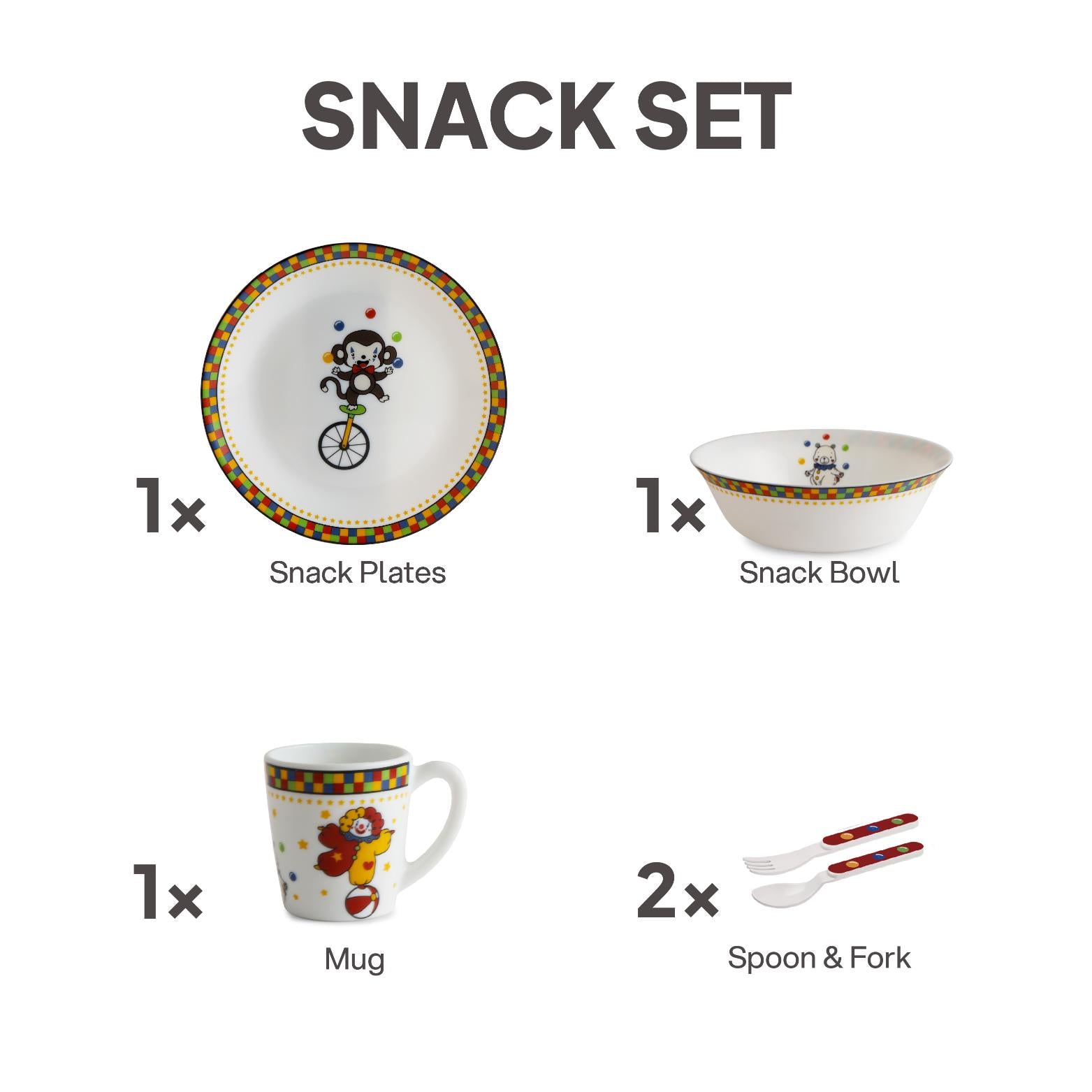 Kids Opal Snack Set, 5 Piece Circus Stars / 5 Pcs