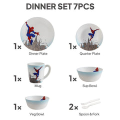 Kids Opal Dinner Set, 7 Pieces Spider Man / 7Pcs