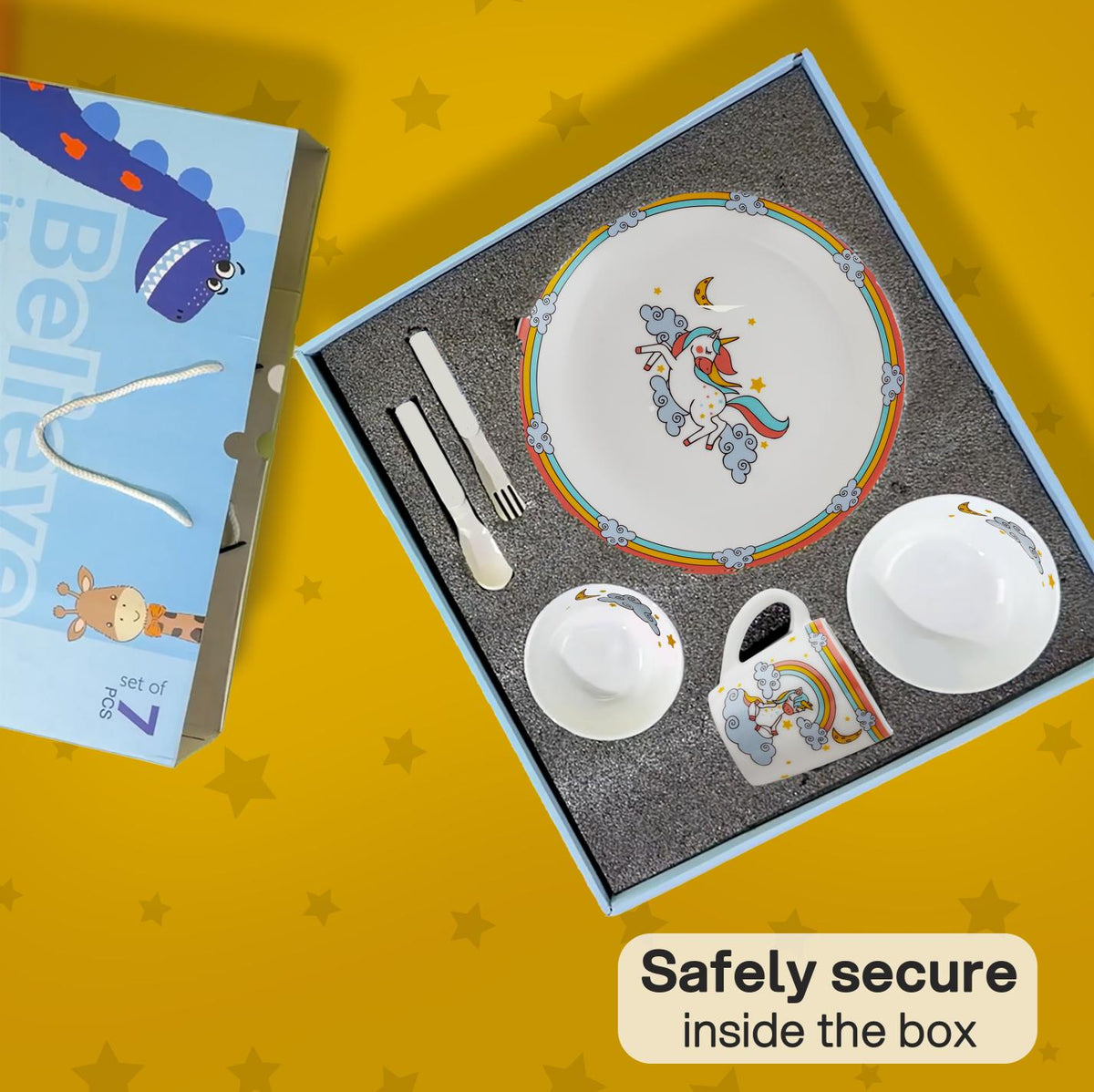 Kids Opal Dinner Set, 7 Pieces Unicorn / 7Pcs